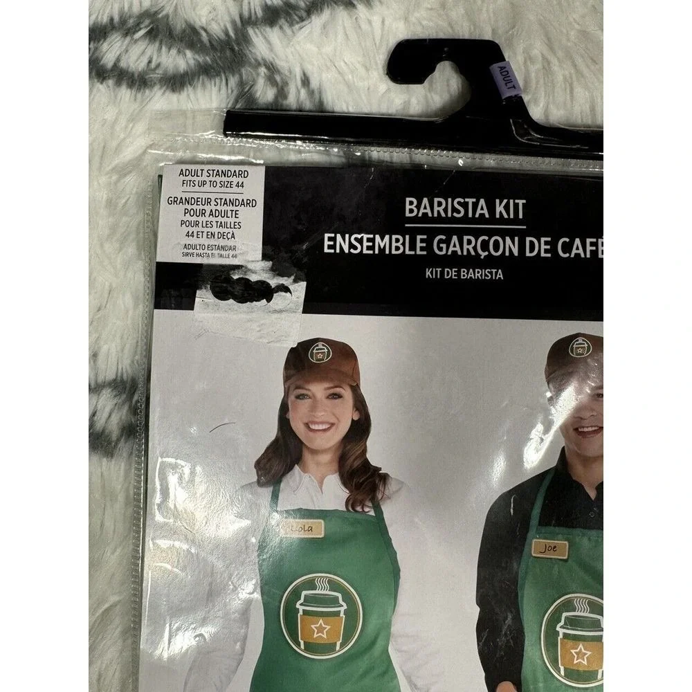 SUIT YOURSELF Coffee Barista Kit Apron Hat Halloween Costume Adult OSFA *NEW* - Picture 4 of 6